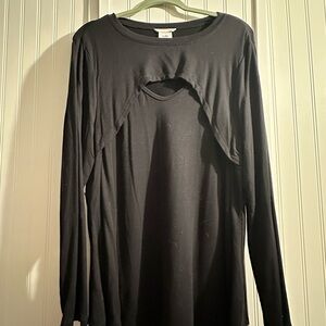 CAbi Black Long Sleeve Cutout Tee